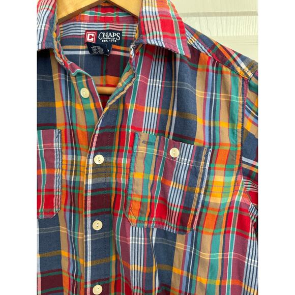 CHAPS Boys Multicolored Plaid Button Up Shirt Size Medium 10-12 SOFT - Picture 5 of 7